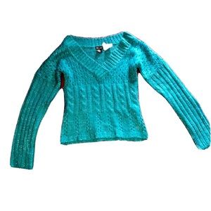 Sparkly Turquoise V-Neck Sweater